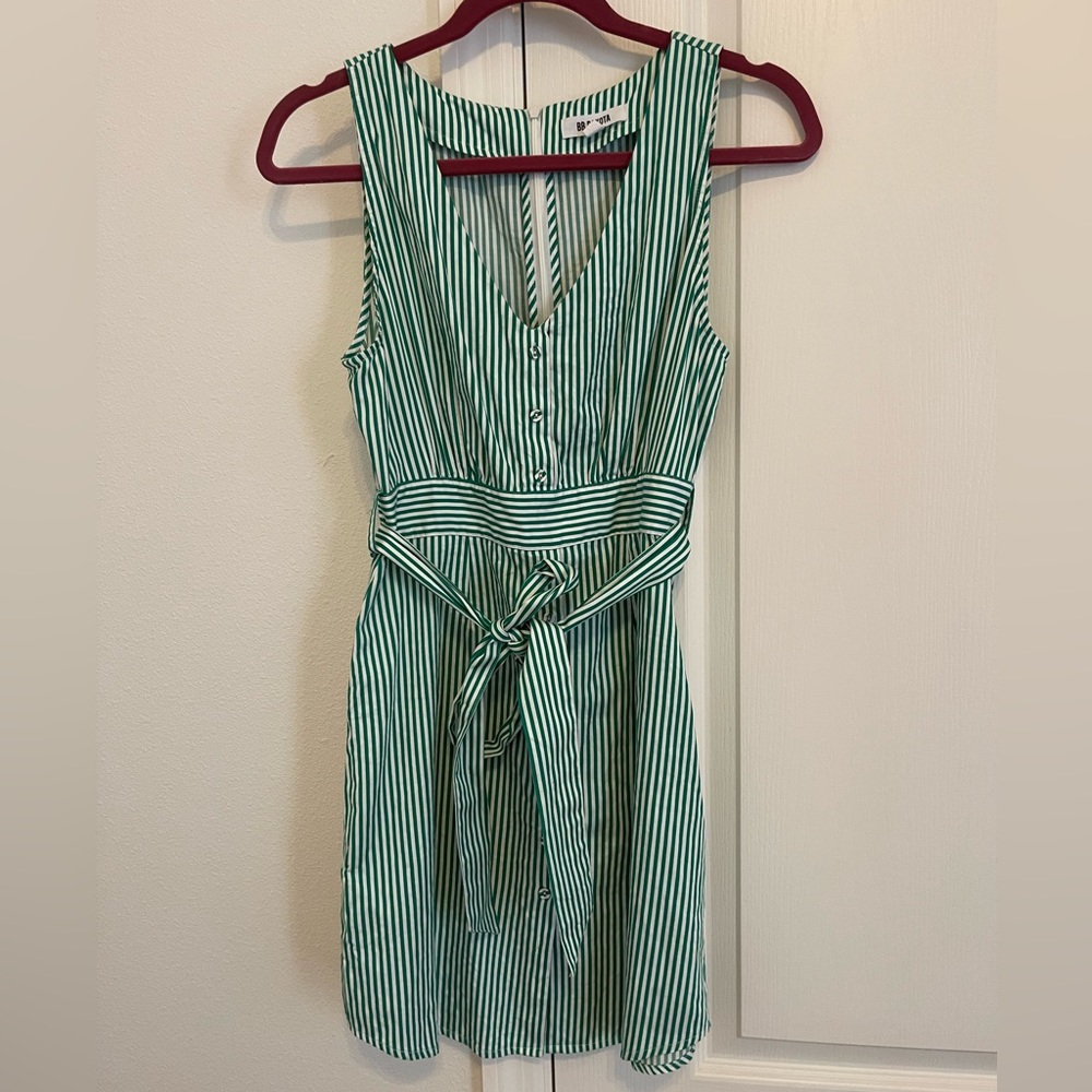 Green and White Striped Dress